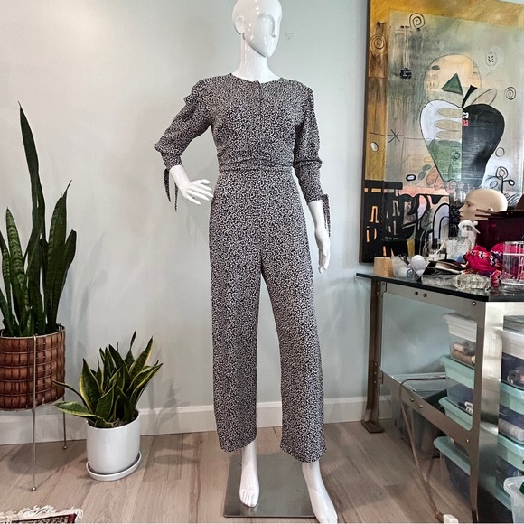 Rouje Wanda Jumpsuit In Black & White Micro Floral - Picture 4 of 15